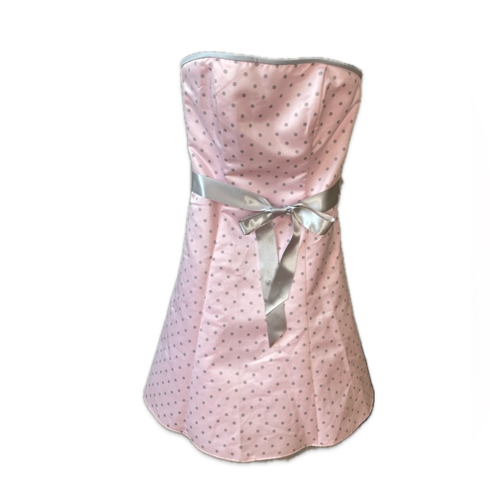 Jessica McClintok Gunne Sax Strapless Polka Dot Pink Dress Size 1